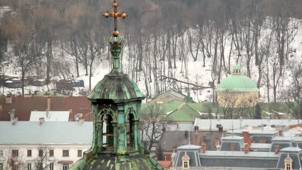 Lviv의 지붕 위에 보기 — 비디오