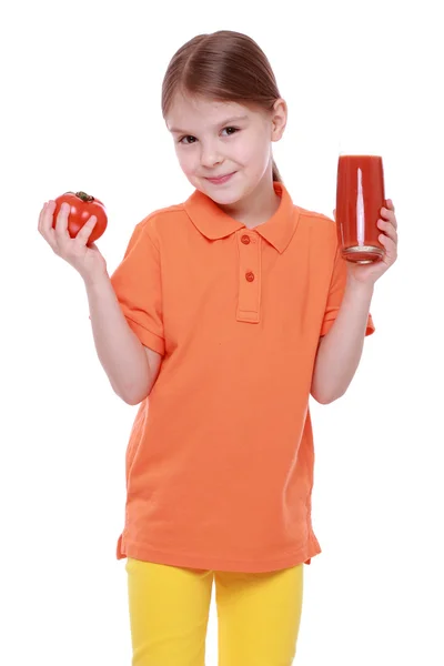 トマト ジュースを保持している女の子 — ストック写真
