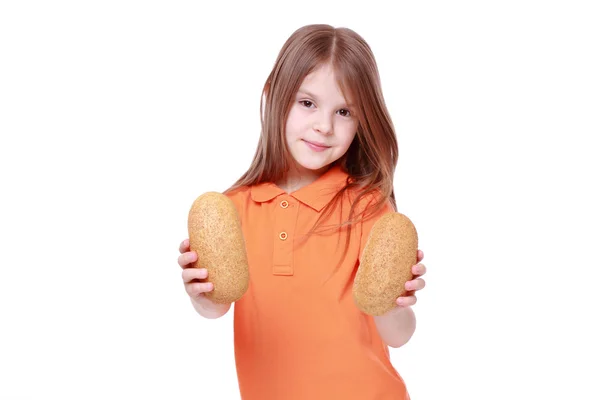 Ekmeği ile kız — Stok fotoğraf