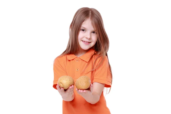 Mädchen mit Brötchen — Stockfoto