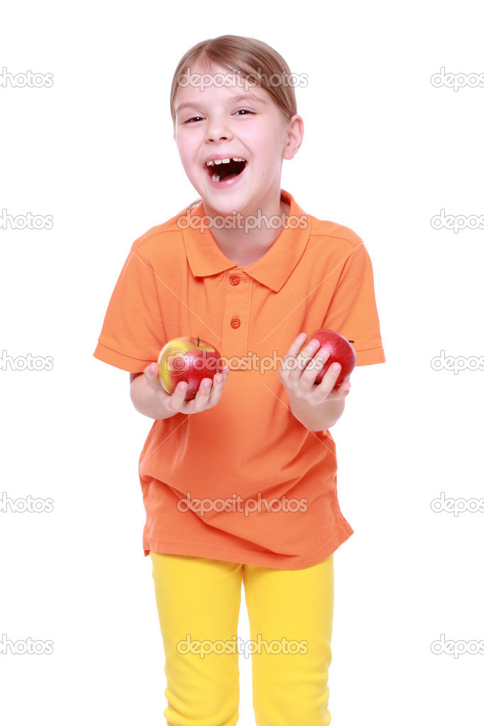 Girl with red apples