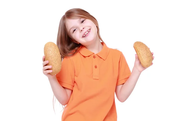 Ekmeği ile kız — Stok fotoğraf