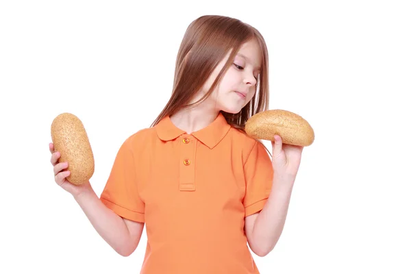 Girl with buns — Stock Photo, Image