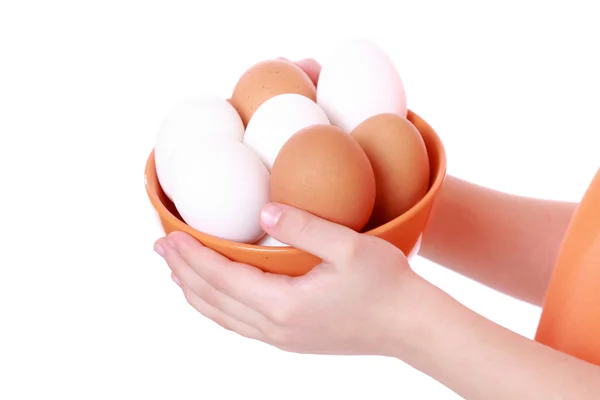 Tenant un bol d'œufs — Photo