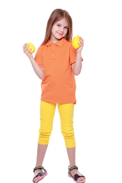 Girl with lemons — Stock Photo, Image