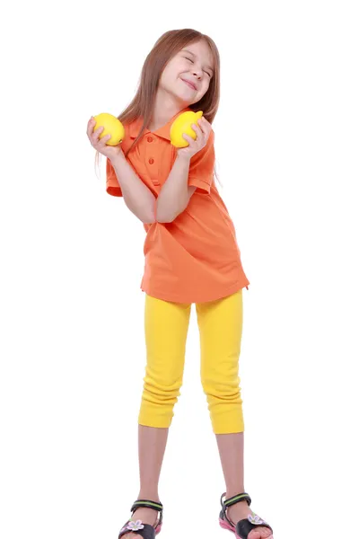 Dívka s citrony — Stock fotografie