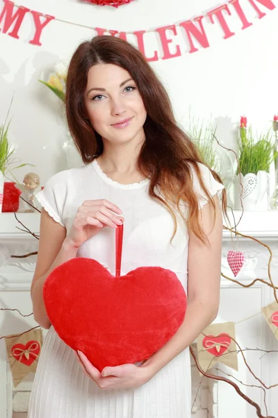 Girl in the on Valentine's Day — Stock Photo, Image