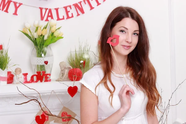 Chica en el día de San Valentín — Foto de Stock