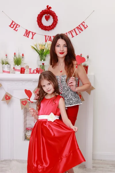 Mother and daughter on Valentine Day — Stock Photo, Image