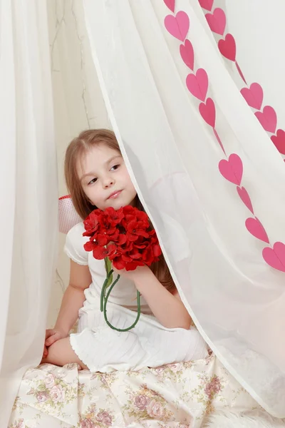 Dívka na st.valentine dovolené — Stock fotografie