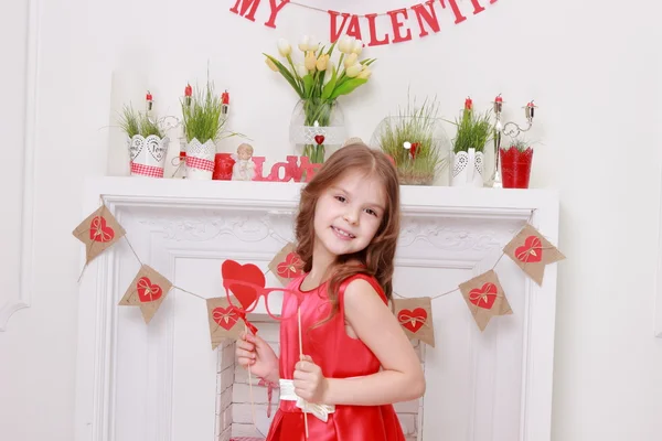 Ragazza su San Valentino sfondo — Foto Stock