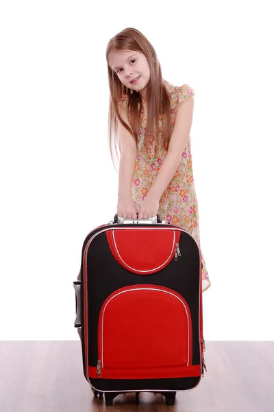 Lovely girl with suitcase — Stock Photo, Image