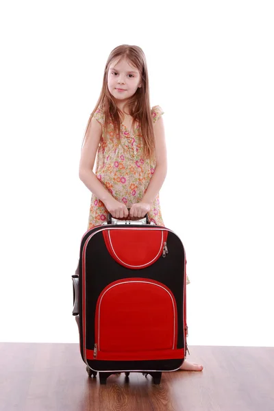 Lovely girl with suitcase — Stock Photo, Image