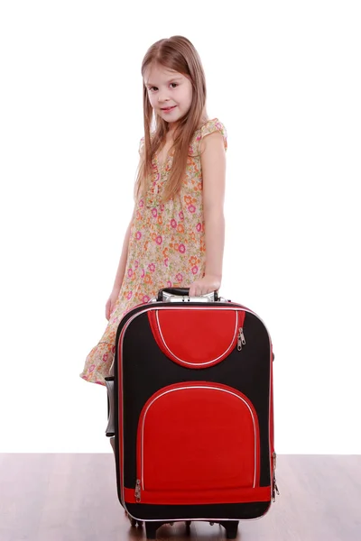 Little girl with suitcase — Stock Photo, Image