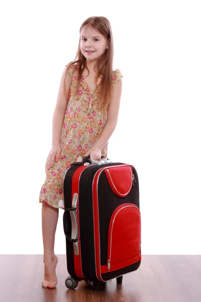 Little girl with suitcase — Stock Photo, Image