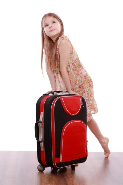 Little girl with suitcase — Stock Photo, Image