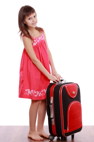 Little girl with suitcase — Stock Photo, Image