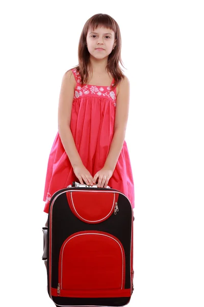 Little girl with suitcase — Stock Photo, Image