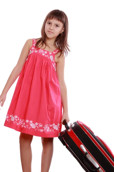 Little girl with suitcase — Stock Photo, Image