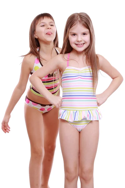 Bambine che indossano costumi da bagno estivi — Foto Stock
