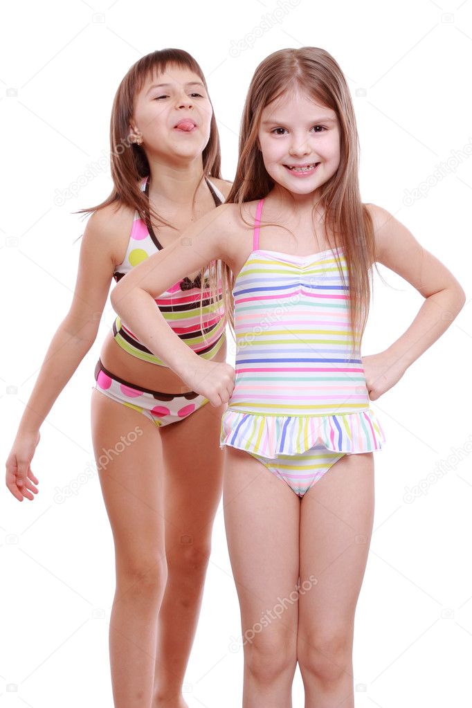 Little girls wearing summer swimsuits Stock Photo Mari1Photo 41916129