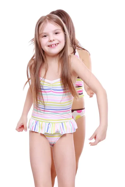 Little girls in a swimsuit — Stock Photo, Image