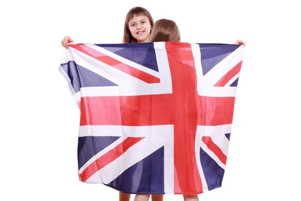 Chicas en traje de baño con bandera británica — Foto de Stock