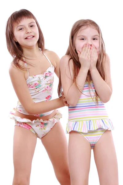 Kleine meisjes in een zwembroek Stockfoto