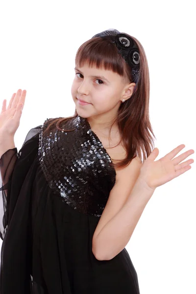 Young girl in a black dress — Stock Photo, Image