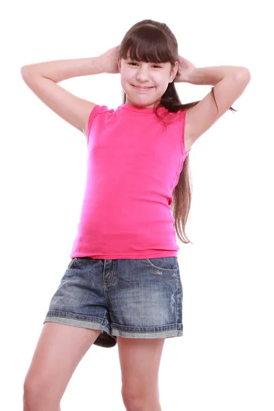 Beautiful Young Girl Poses Picture White — Stock Photo, Image