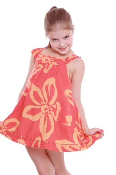 Ragazza in un sundress luminoso — Foto Stock