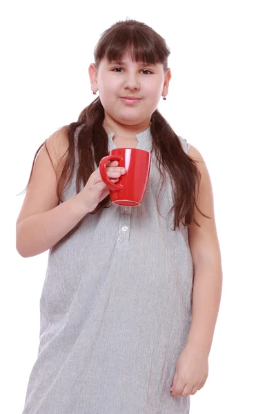 Flicka med te kopp — Stockfoto
