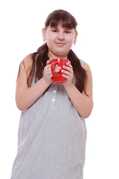 Fille avec tasse de thé — Photo