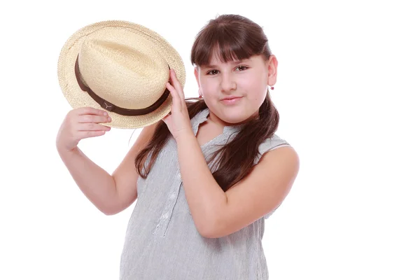 Chica con sombrero de paja — Foto de Stock