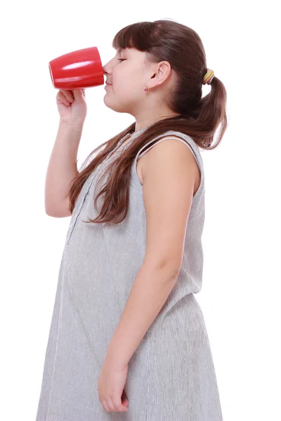 Fille avec tasse de thé — Photo