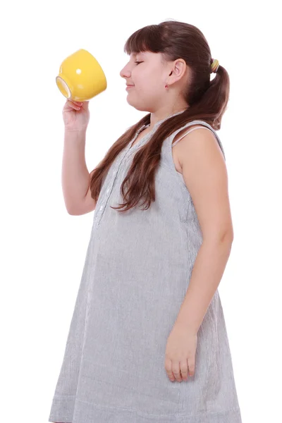 Girl with tea cup — Stock Photo, Image