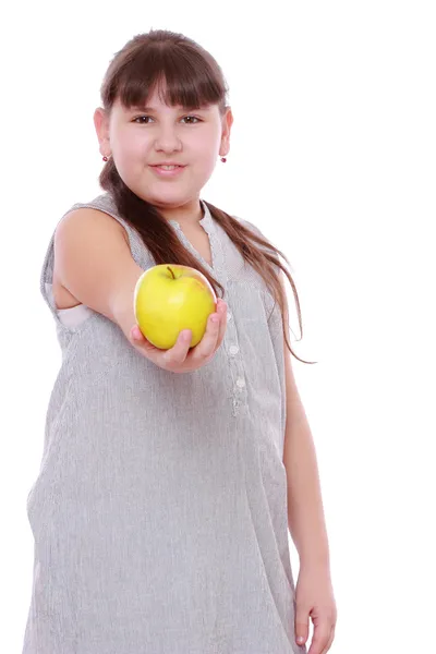 Mädchen mit Apfel — Stockfoto