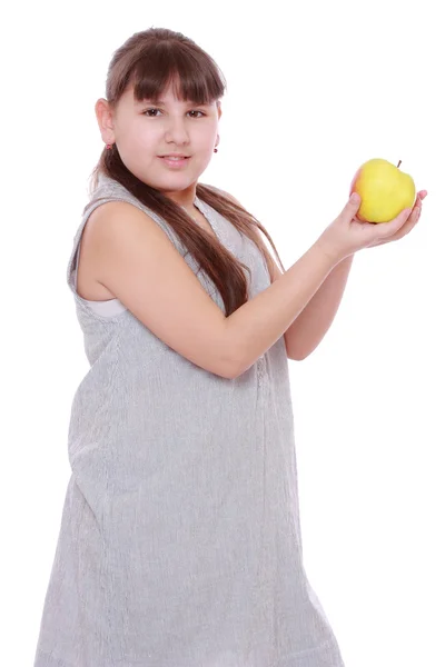 Menina com maçã — Fotografia de Stock