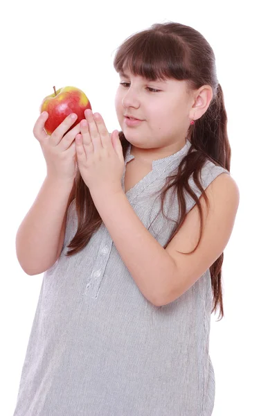 Chica con manzana —  Fotos de Stock