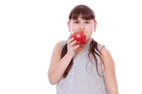 Mädchen mit Apfel — Stockfoto