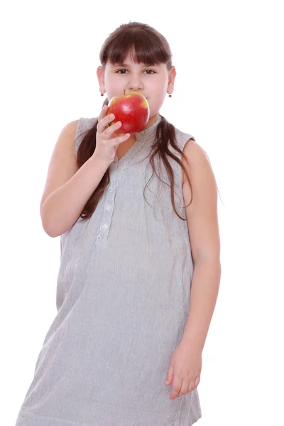Menina com maçã — Fotografia de Stock