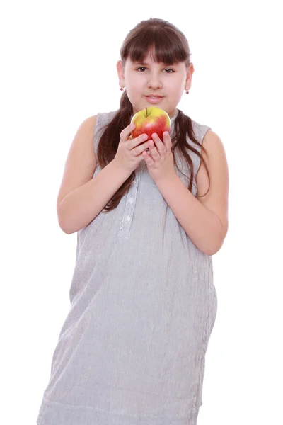 Mädchen mit Apfel — Stockfoto