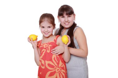 Girls with lemons clipart