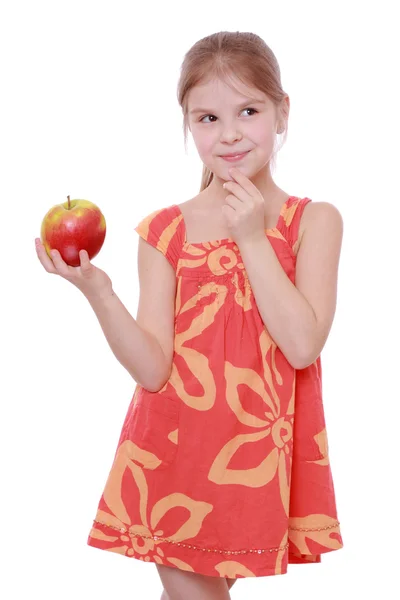 Mädchen mit Apfel — Stockfoto