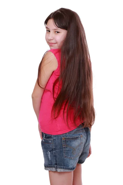 Happy Beautiful Young Girl Poses Picture — Stock Photo, Image