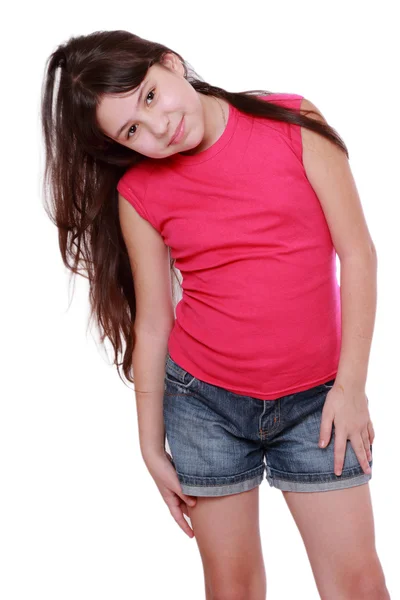 Happy Beautiful Young Girl Poses Picture Stock Photo