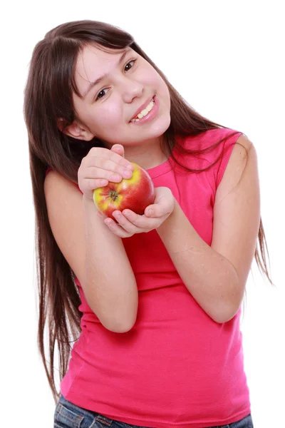 Chica con manzana —  Fotos de Stock