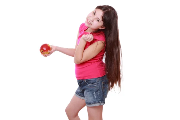 Chica con manzana —  Fotos de Stock