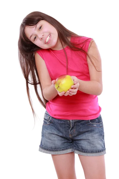 Dívka s apple — Stock fotografie