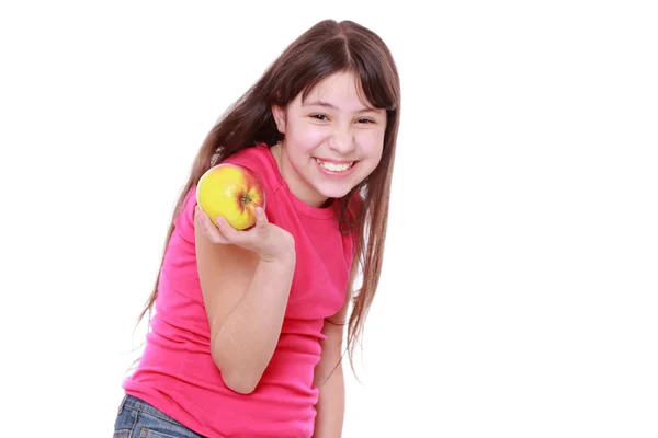 Girl with apple — Stock Photo, Image